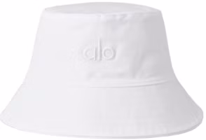 ALO Logo Canvas Bucket Hat White Unisex Couple Style A0495U-WHITE ALO Logo Canvas Bucket Hat White Unisex Couple Style A0495U-WHITE