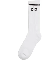 ALO Retro Lettering Soft Mid-Calf Socks Unisex - 1 Pair Pack A0357U ALO Retro Lettering Soft Mid-Calf Socks Unisex - 1 Pair Pack A0357U
