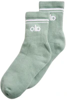 ALO Solid Color Logo Striped Mid-Calf Socks Unisex Single Pair A0480U ALO Solid Color Logo Striped Mid-Calf Socks Unisex Single Pair A0480U