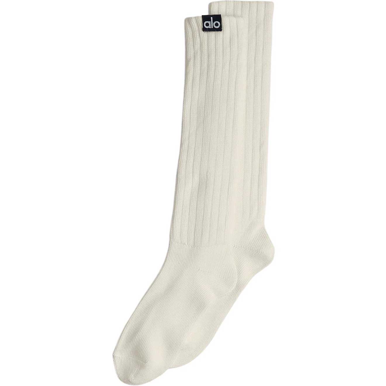 ALO Solid Logo Embroidered Ribbed Crew Socks Unisex - 1 Pair Pack. A0690U