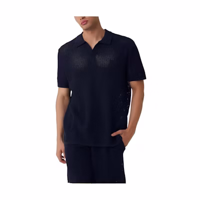 Alo Yoga Solid V-Neck Loose Knit Short Sleeve Top. M1229R