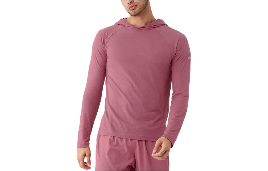 Alo Yoga Core Hooded Runner Solid Color Long-Sleeve Pullover Hoodie . M3156R