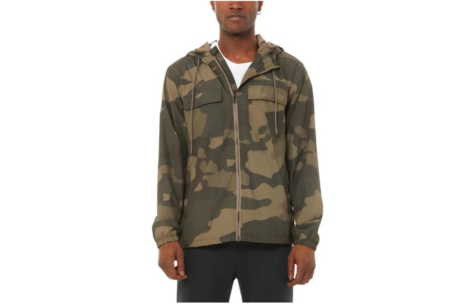 Alo Yoga Olive Branch Camo Hooded Zip-Up Jacket with Envelope Pocket M4094R