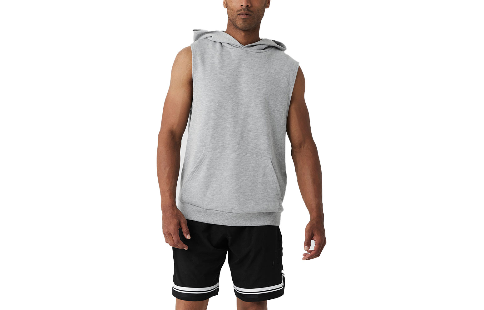 Alo Yoga Solid Sleeveless Hoodie with Kangaroo Pocket - M3209R