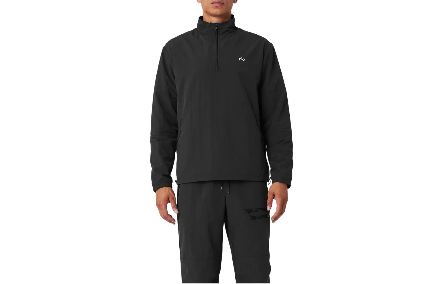 Alo Yoga Takeaway Track Pullover Logo Print Stand Collar Unisex Jacket M4148R