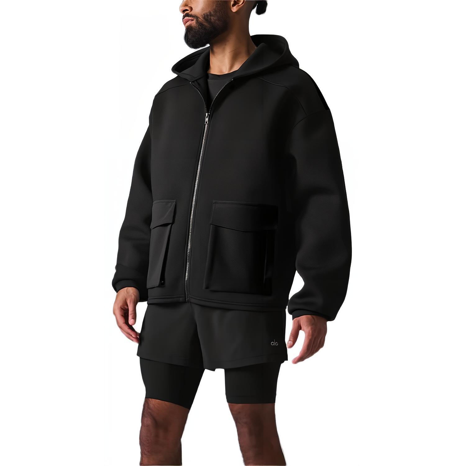 Alo Yoga Technical Form Black Zip-Up Multi-Pocket Hoodie Jacket. M4169R