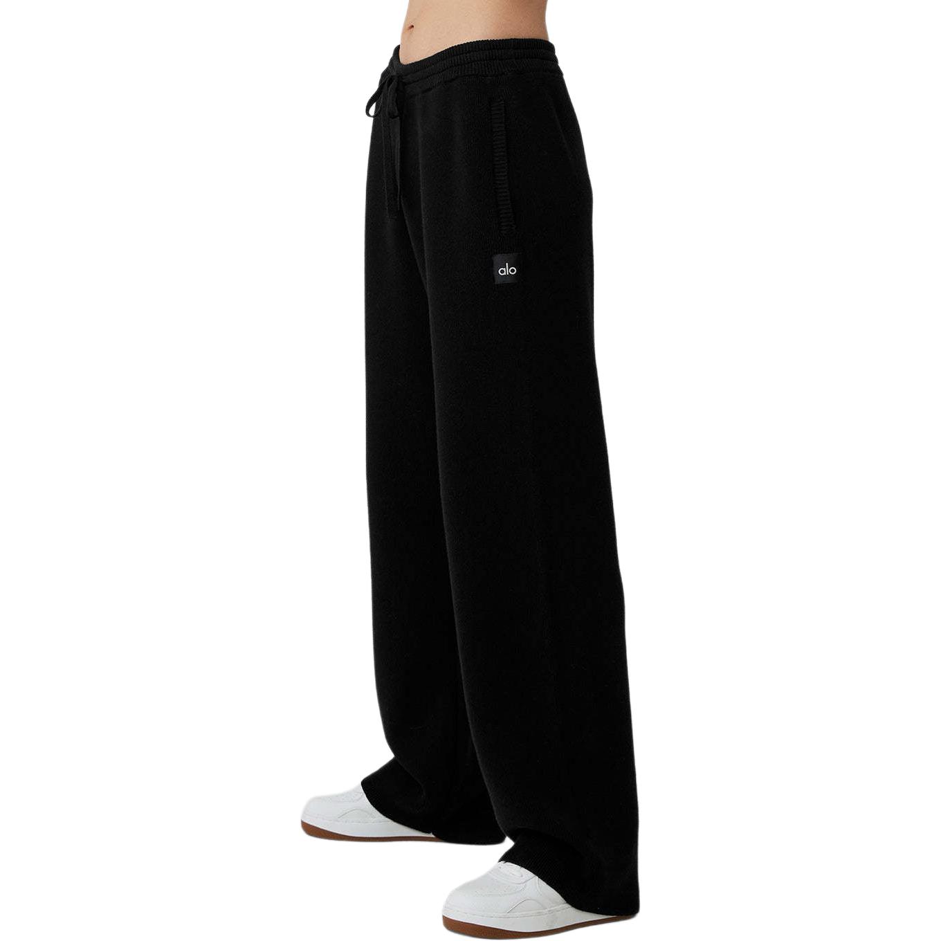 Shop Alo Yoga男女同款纯色宽松松紧带针织运动裤 M5171R