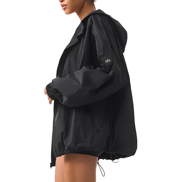 Lookbook Alo Yoga男女宽松款连帽外套黑色 m4166r