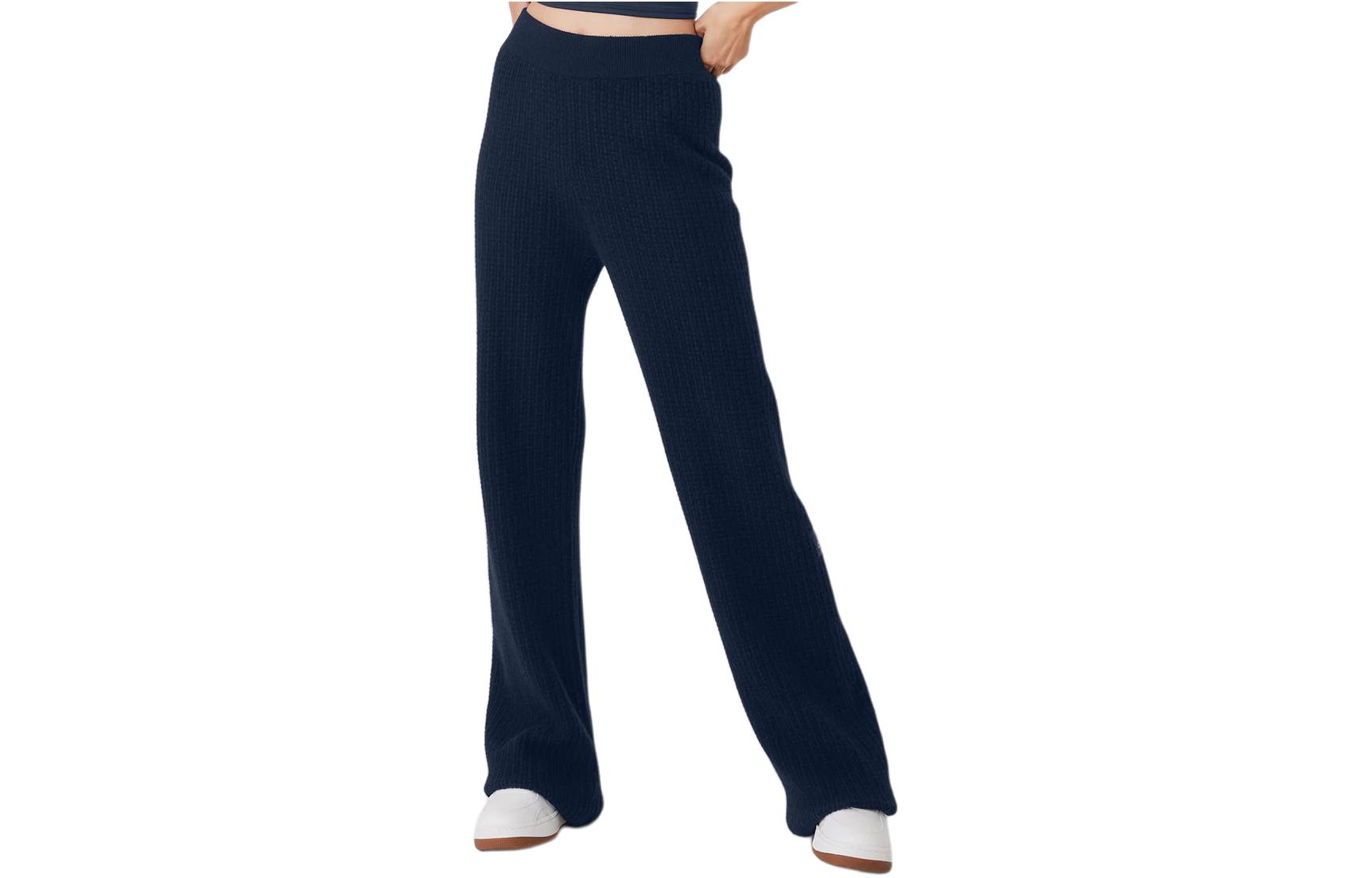 Alo Yoga Waffle Knit High-Waist Cashmere Wide-Leg Sweatpants Unisex. w51286r