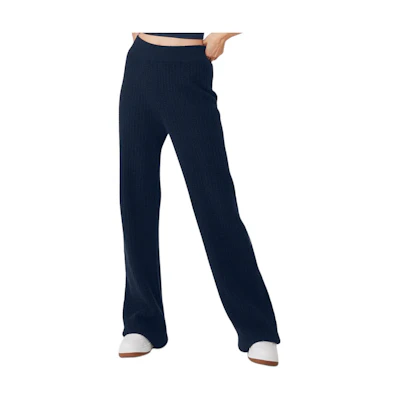 Alo Yoga Waffle Knit High-Waist Cashmere Wide-Leg Sweatpants Unisex. w51286r