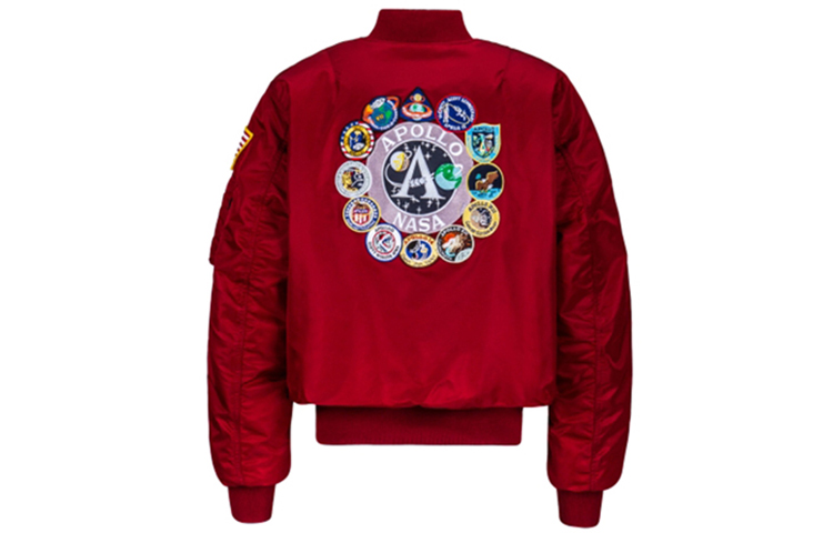 Alpha Industries Apollo Embroidered Flight Bomber Jacket Unisex - Burgundy. MJM21097C1-COMMANDER-RED