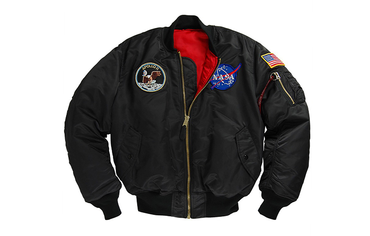 Alpha Industries Apollo MA-1 Flight Jacket Embroidered Black Unisex Limited Edition MJM21097C1-BLACK