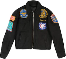 Alpha Industries Black Logo Patch Zip-Up Collared Long Sleeve Jacket RJU53001C1-BLACK Alpha Industries Black Logo Patch Zip-Up Collared Long Sleeve Jacket RJU53001C1-BLACK