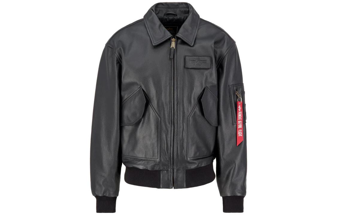 Alpha Industries Black Long-Sleeve Jacket with Pocket & Foldable Collar MJC52500C1-BLACK