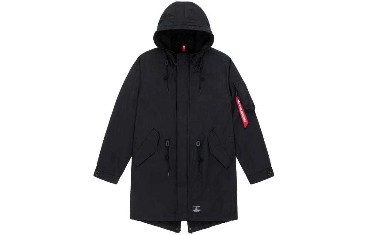 Alpha Industries Black Zip-Up Hoodie Jacket with Drawstring, Oversized Fit MJF52500C1-BLACK