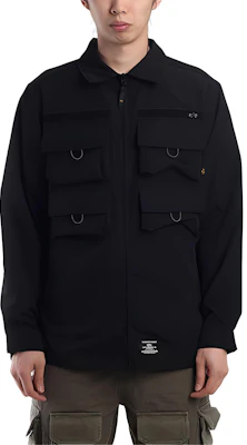 阿尔法工业黑色带拉链口袋夹克休闲外套,带标志和翻领设计 MJN53000C1-BLACK Buy 阿尔法工业黑色带拉链口袋夹克休闲外套,带标志和翻领设计 MJN53000C1-BLACK