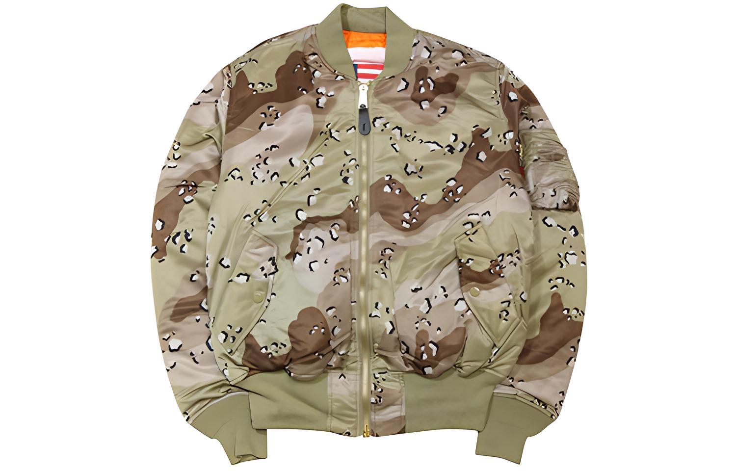 Alpha Industries Camo Flag Pattern Bomber Jacket Unisex MJM21300C1-CAMO