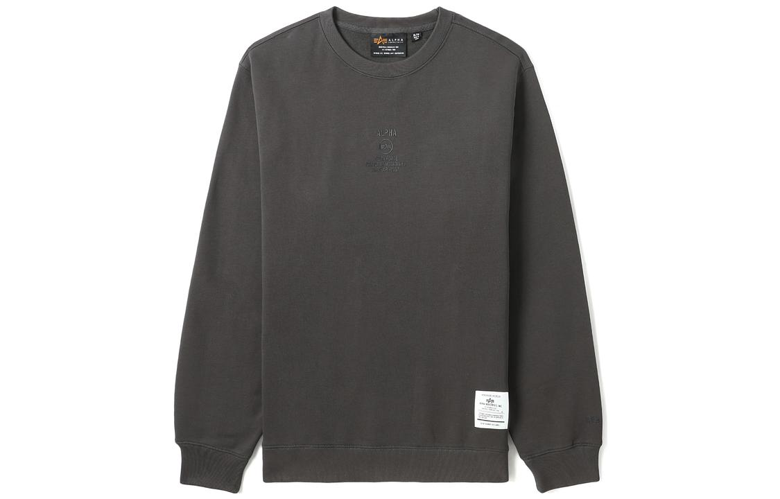 Alpha Industries Embroidered Letter Oversized Crewneck Sweatshirt Unisex Grey A5XSWM3020LXJ-GRD