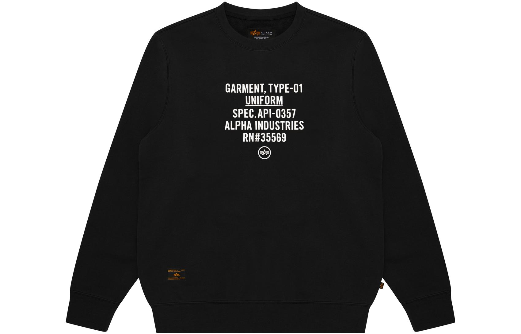 Alpha Industries Fleece-Lined Logo Crewneck Sweatshirt Unisex. A5XSWM3000LXF