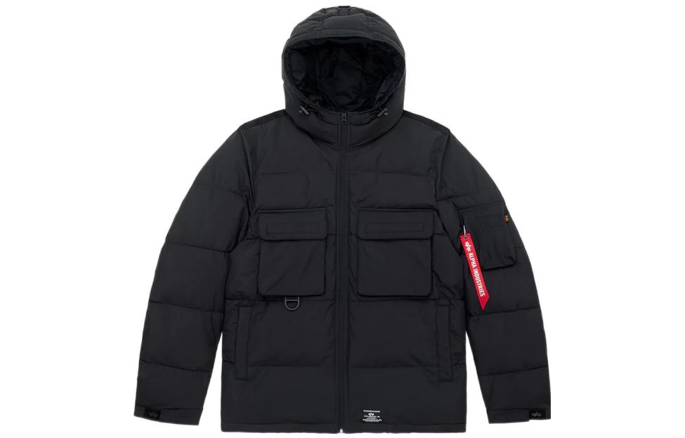 Alpha Industries FW22 Black Multi-Pocket Long-Sleeve Hoodie Jacket MJH52500C1-BLACK