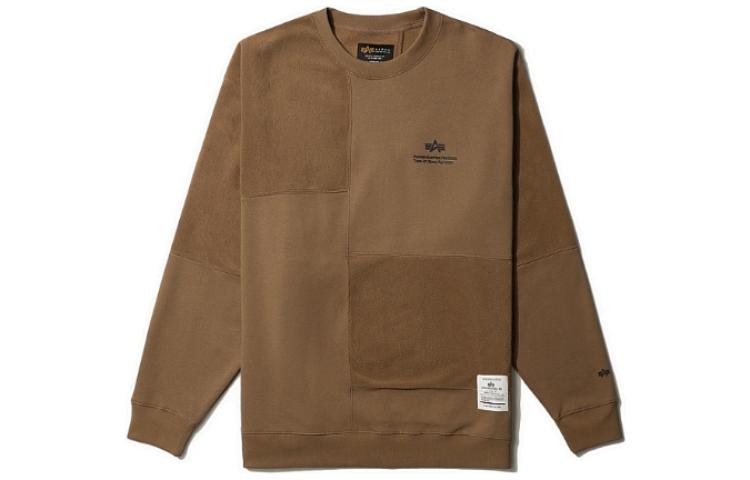 Alpha Industries FW22 Logo Print Asymmetric Fleece Crewneck Sweatshirt Yellow A5XSWM3012LXH-1