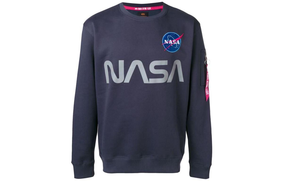 Alpha Industries FW22 Navy Blue Letter Print Crewneck Sweatshirt 17830907