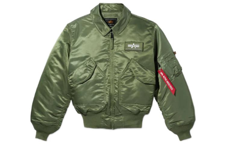 Alpha Industries FW22 Olive Green Solid Logo Patch Jacket Unisex MJC22000C1-SAGE