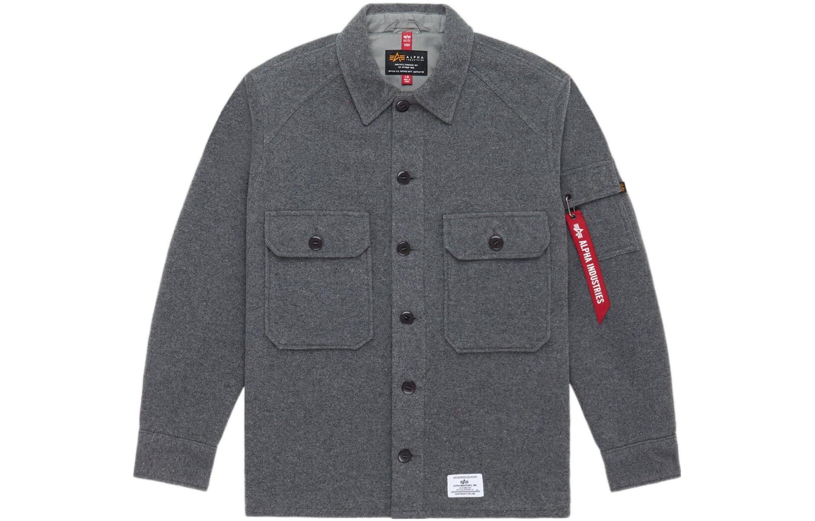 Alpha Industries FW22 Solid Ribbon Patch Shirt Jacket Grey Mens UJW52500C1-VINTAGE-GRAY-M