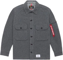 Alpha Industries FW22 Solid Ribbon Patch Shirt Jacket Grey Mens UJW52500C1-VINTAGE-GRAY-M Alpha Industries FW22 Solid Ribbon Patch Shirt Jacket Grey Mens UJW52500C1-VINTAGE-GRAY-M