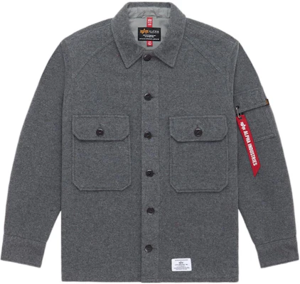 阿尔法工业 2022秋冬灰色徽标补丁衬衫夹克 男款 UJW52500C1-VINTAGE-GRAY-M Buy 阿尔法工业 2022秋冬灰色徽标补丁衬衫夹克 男款 UJW52500C1-VINTAGE-GRAY-M