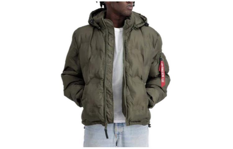 Alpha Industries FW23 Solid Color Zip Hoodie Jacket Men’s Olive Green. MJH52501C1