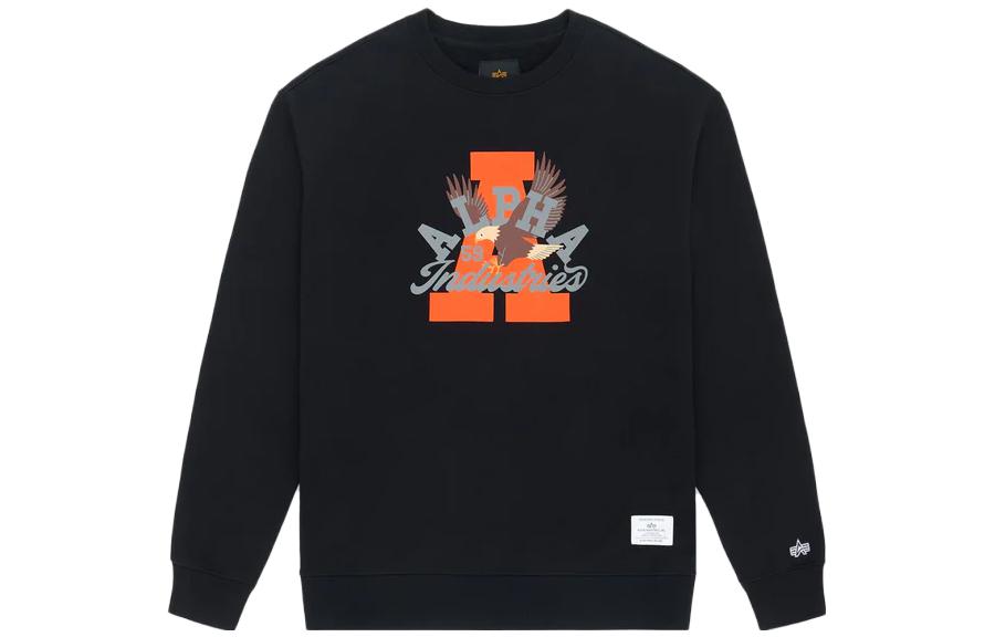 Alpha Industries Graphic Print Crewneck Long-Sleeve Sweatshirt Black ESA52501C1-BLACK