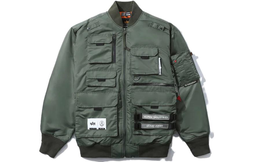 Alpha Industries Green Long-Sleeve Jacket with Back Pocket CAI51502C1-SAGE