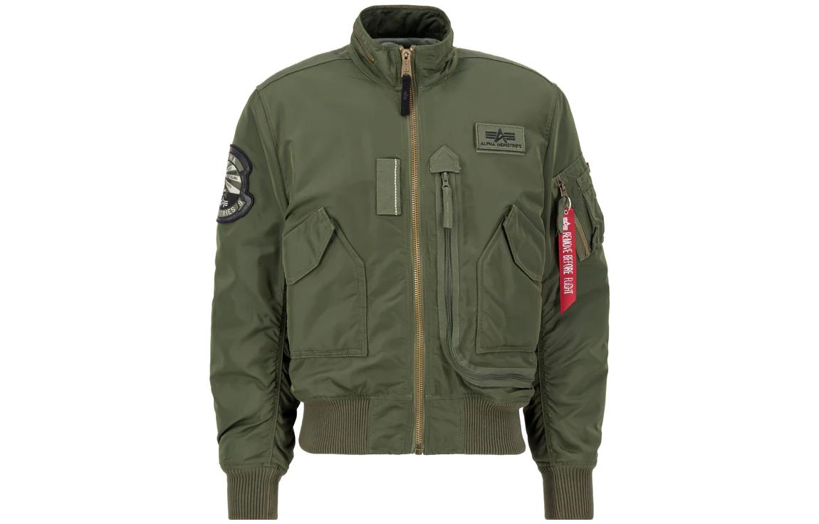 Alpha Industries Green Multi-Pocket Zip-Up Stand Collar Jacket MJE52500C1-GREEN