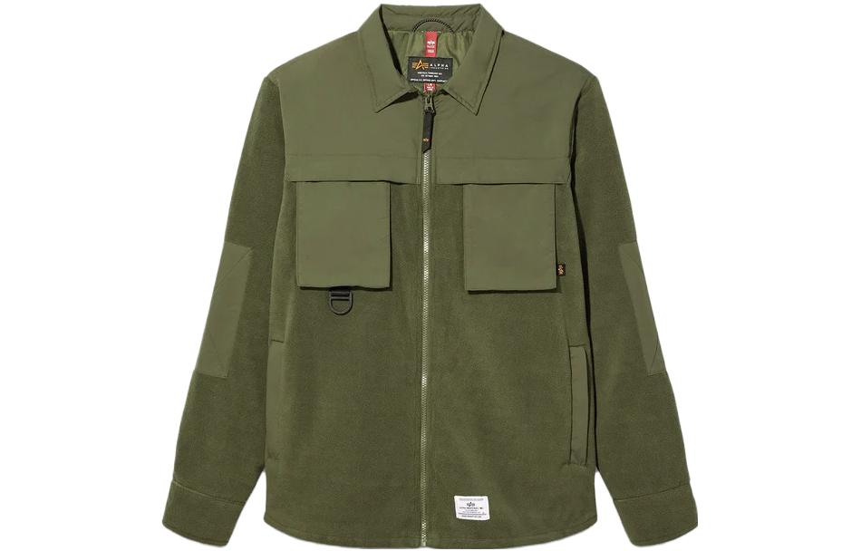 Alpha Industries Green Zip-Up Collar Jacket with Chest Pocket MJM52501C1-DARK-GREEN