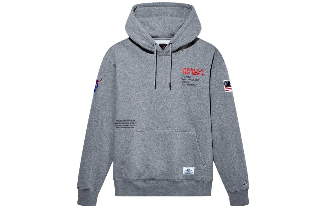 Alpha Industries Letter Print Hoodie Unisex Grey USN53000C1-HEATHER