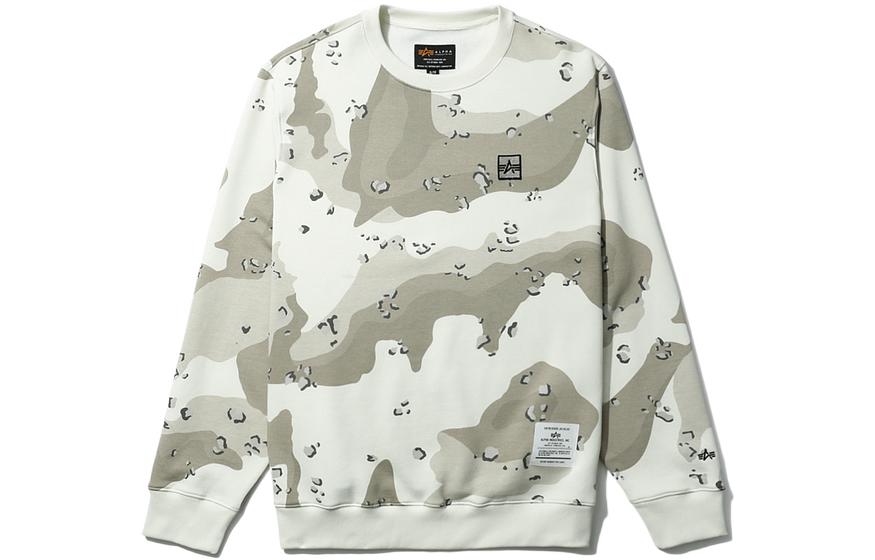 Alpha Industries Logo Embroidered Patch Camo Crewneck Sweatshirt White (). A5XSWM3009LXH-WHZ