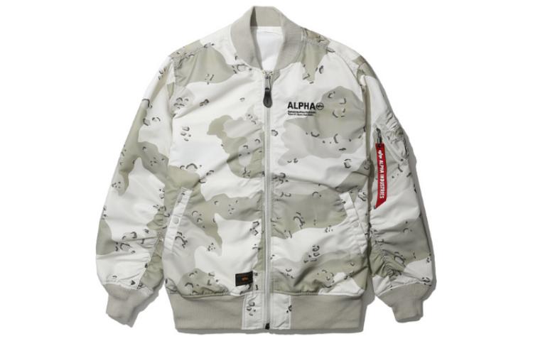 Alpha Industries Logo Embroidered Zip-Up Jacket White A5XLJM7050LBH-WHZ