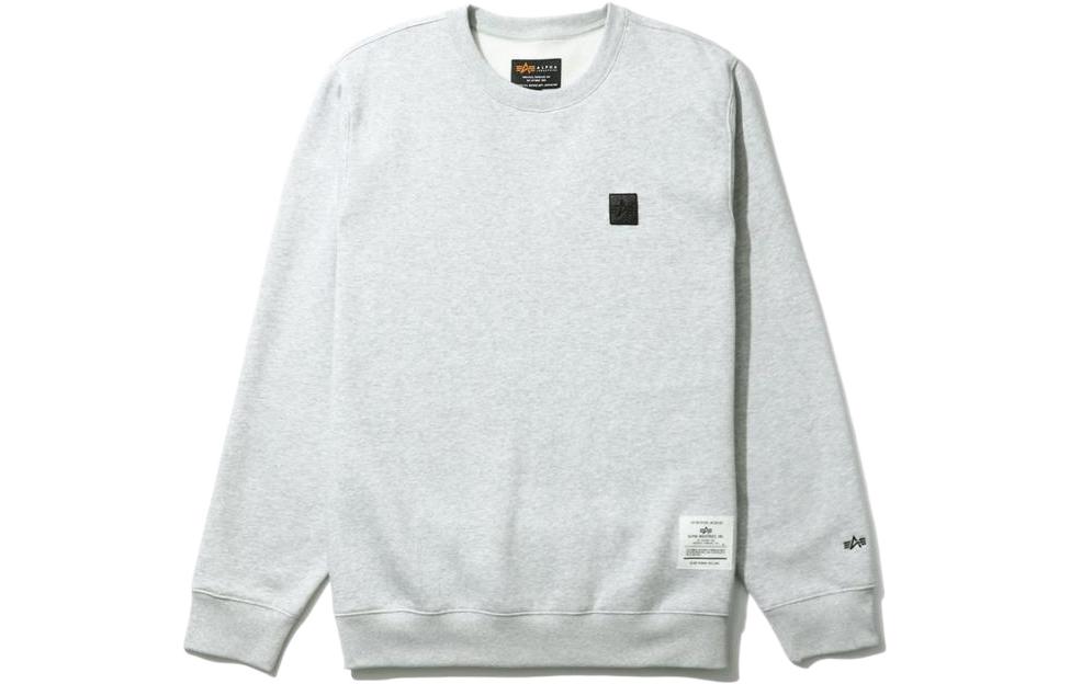 Alpha Industries Logo Patch Crewneck Sweatshirt Grey Mens Casual Pullover. A5XSWM3009LBH-GY2