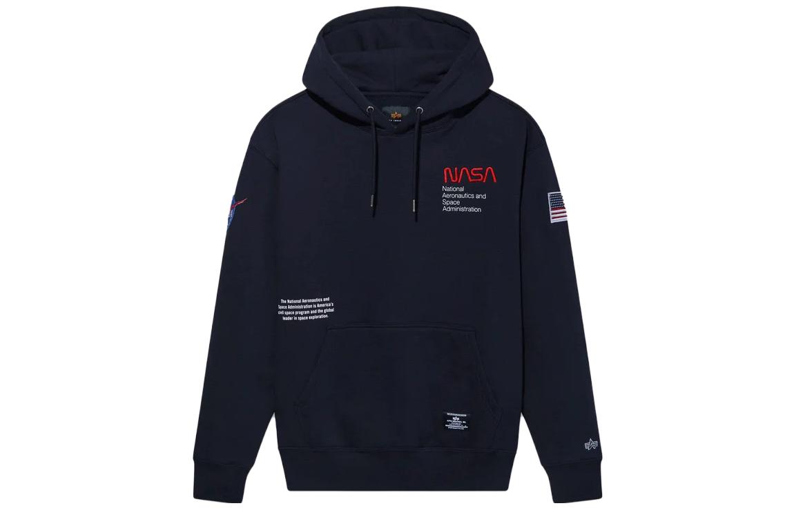 Alpha Industries Logo Pullover Hoodie Unisex Blue USN53000C1-BLUE