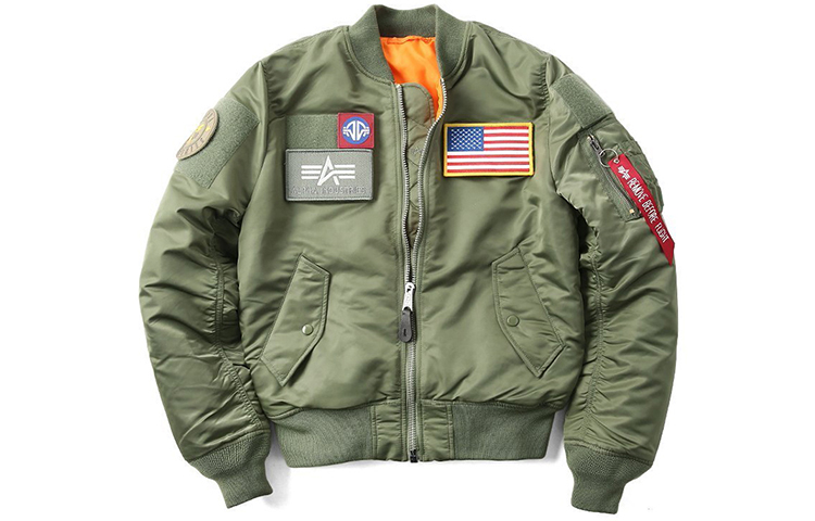 Alpha Industries Patch Slim Fit Bomber Jacket Unisex Military Green MJM46610C1-SAGE-GREEN