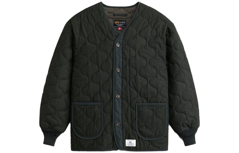 Alpha Industries Single-Breasted Pocket Jacket Unisex Long Sleeve Heather Green MJW53506C1-GREEN-HEATHER