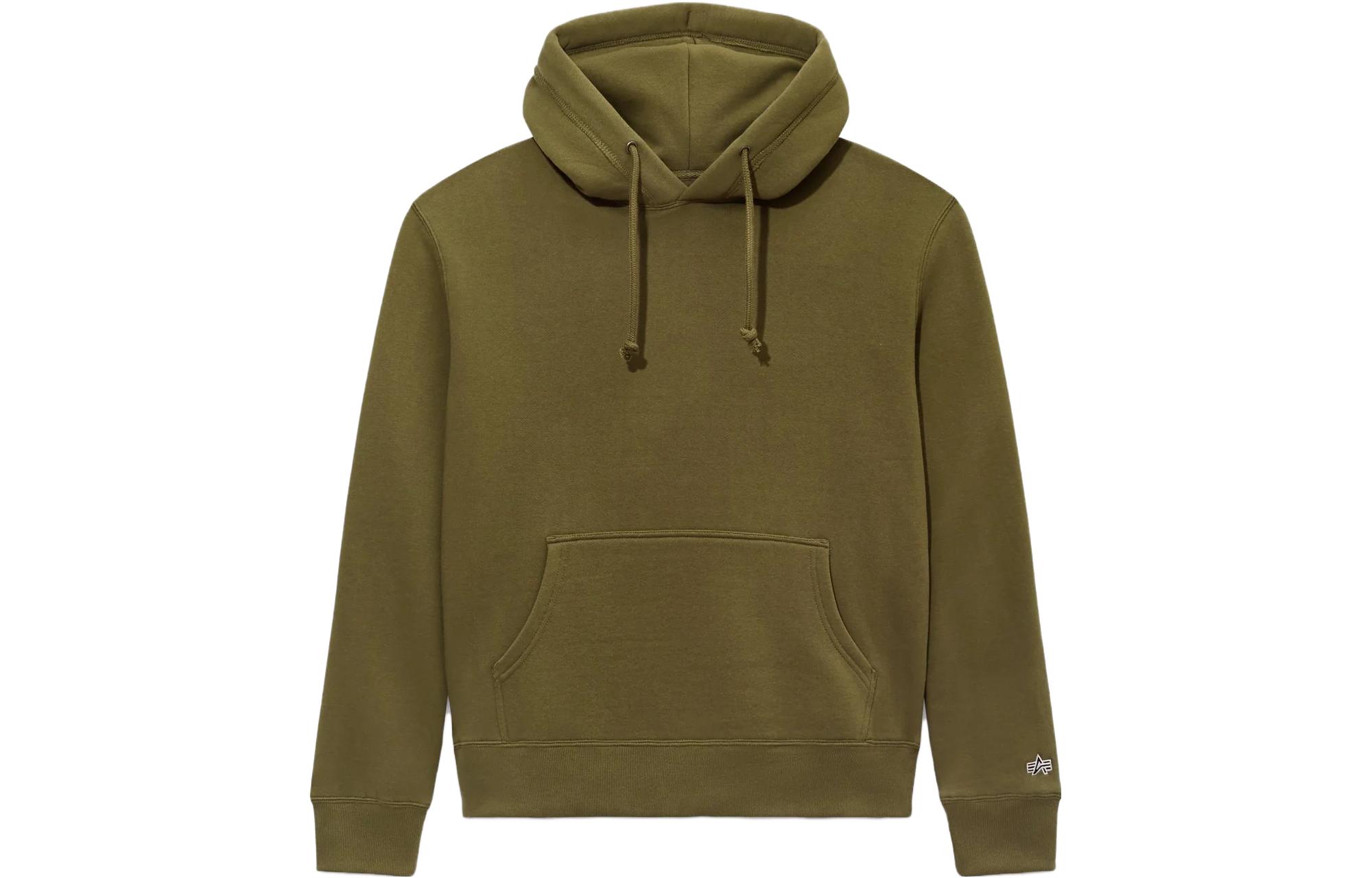 Alpha Industries Solid Color Pullover Hoodie Unisex Olive Green. USA51001C1-OLIVE