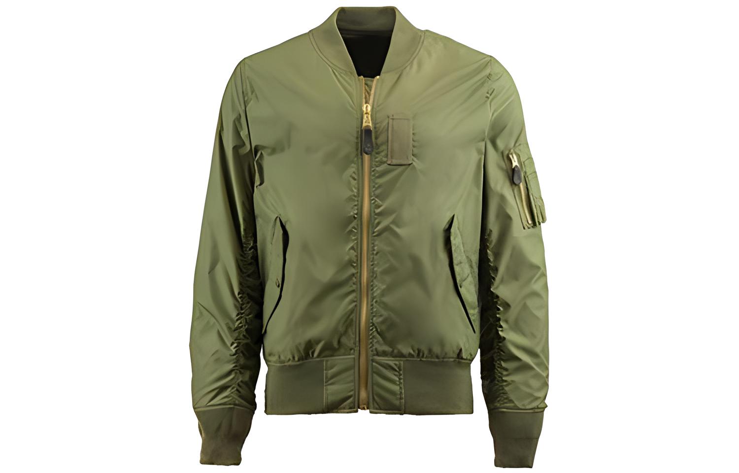 Alpha Industries Solid Color Zip-Up Bomber Jacket Green Mens MJM45510C1-MA1