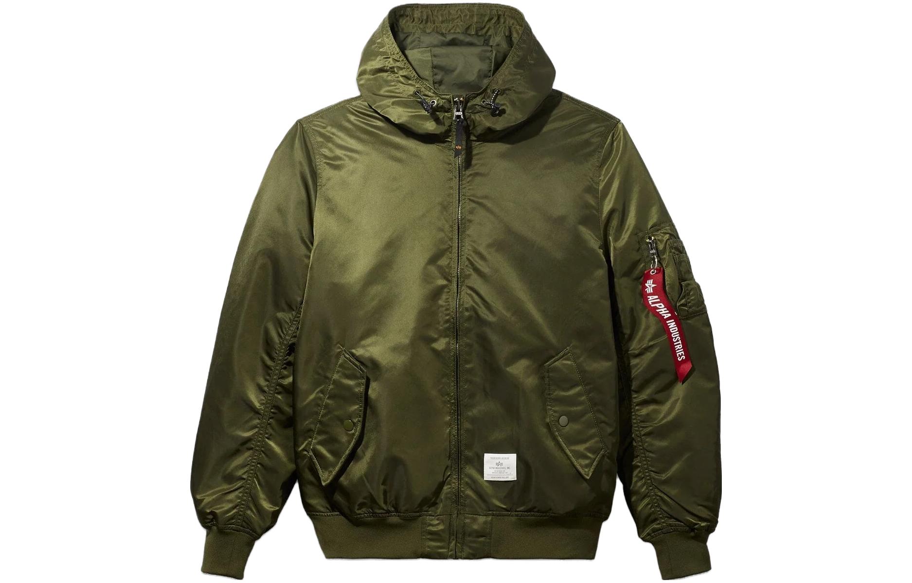 Alpha Industries Solid Color Zip-Up Hoodie Jacket Unisex L2BFORESTGREEN