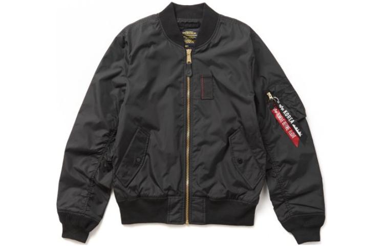 Alpha Industries Solid Color Zip-Up Jacket Long Sleeve BLACK MJM45510C1-BLACKS