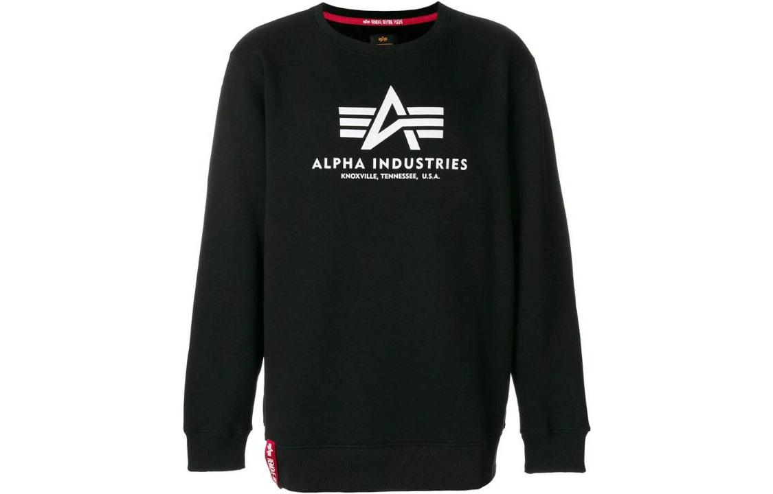 Alpha Industries Solid Logo Print Long-Sleeve Sweatshirt BLACK 17830203-BLACK