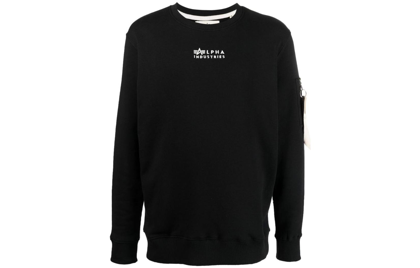 Alpha Industries SS22 Logo Embroidered Crewneck Sweatshirt Men’s Black 118316649