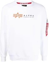 Alpha Industries SS22 Logo Print Crewneck Long Sleeve Sweatshirt White Mens 11831209 Alpha Industries SS22 Logo Print Crewneck Long Sleeve Sweatshirt White Mens 11831209