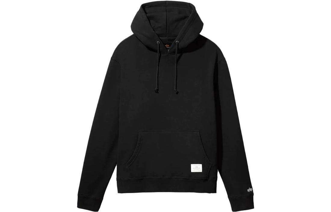 Alpha Industries SS23 Black Pullover Hoodie with Front Pocket for Men USE51502C1-BLACK